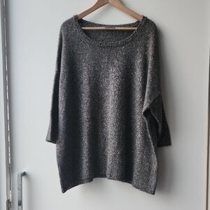 Voyage by Marina Rinaldi Sequin Wool Blend Melange Oversized Sweater Tunic
